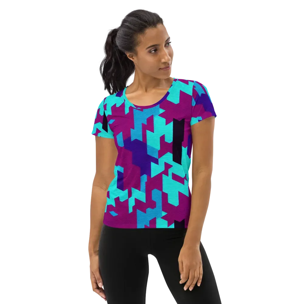 Electric Facets on Women's Athletic T-Shirt — Front