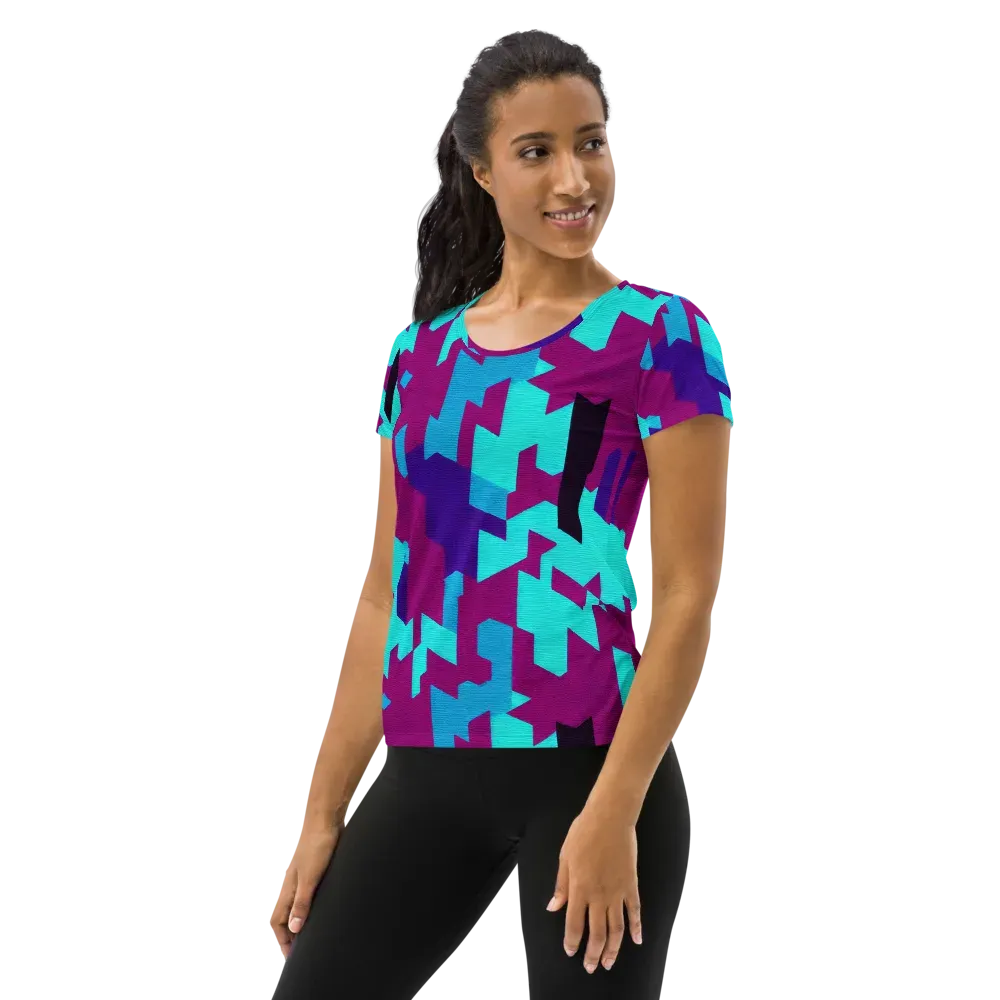 Electric Facets on Women's Athletic T-Shirt — Left