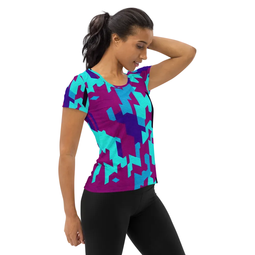 Electric Facets on Women's Athletic T-Shirt — Right