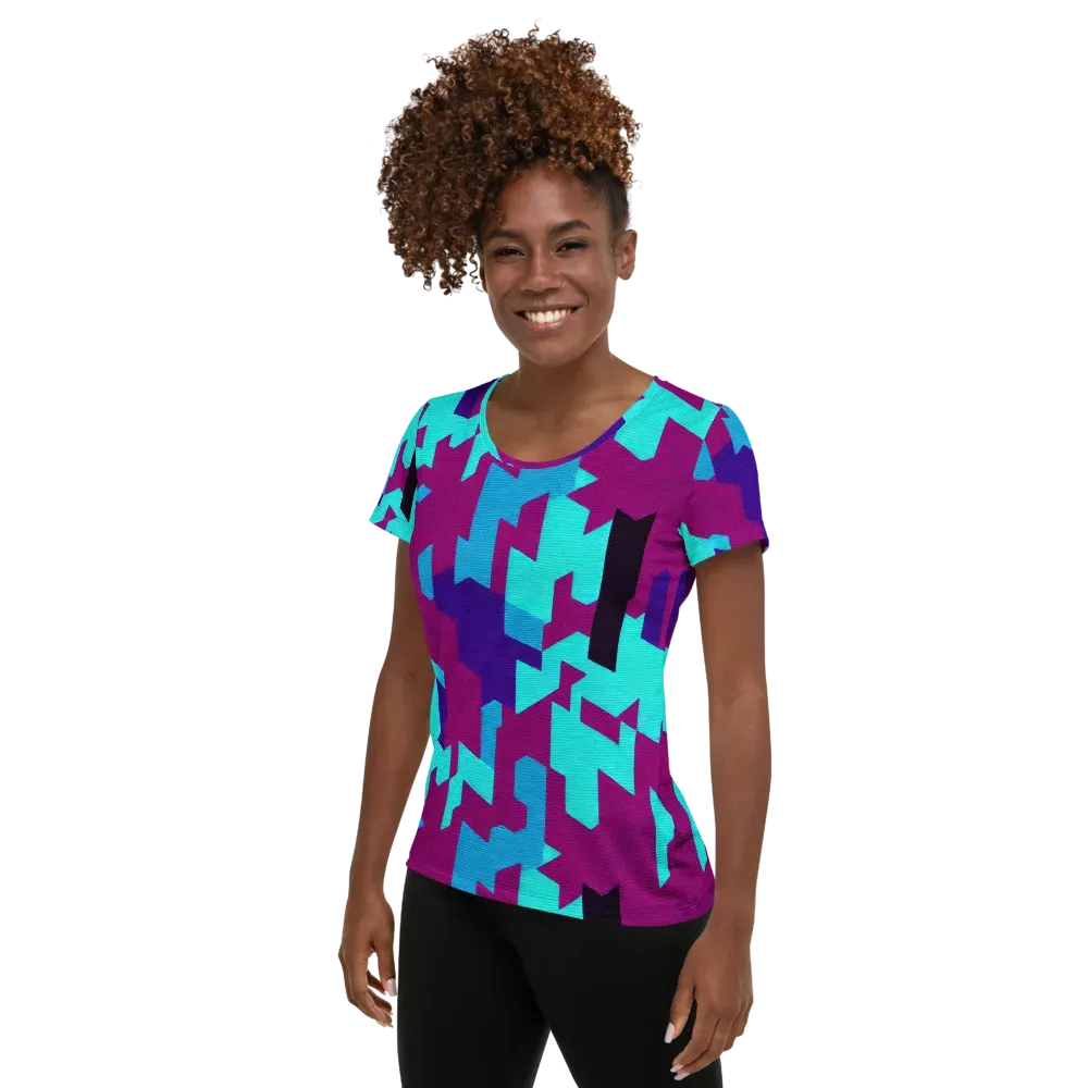 Electric Facets on Women's Athletic T-Shirt — Left