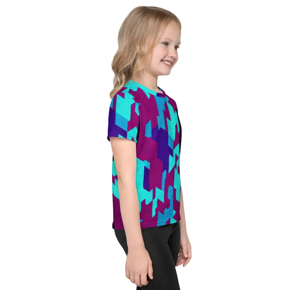Electric Facets on Kids Crew Neck T-Shirt — Right