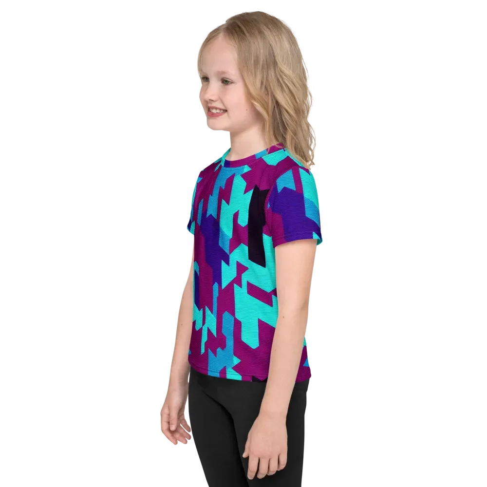 Electric Facets on Kids Crew Neck T-Shirt — Left