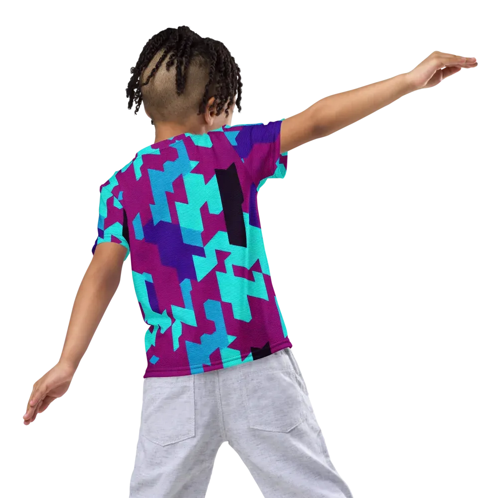Electric Facets on Kids Crew Neck T-Shirt — Back