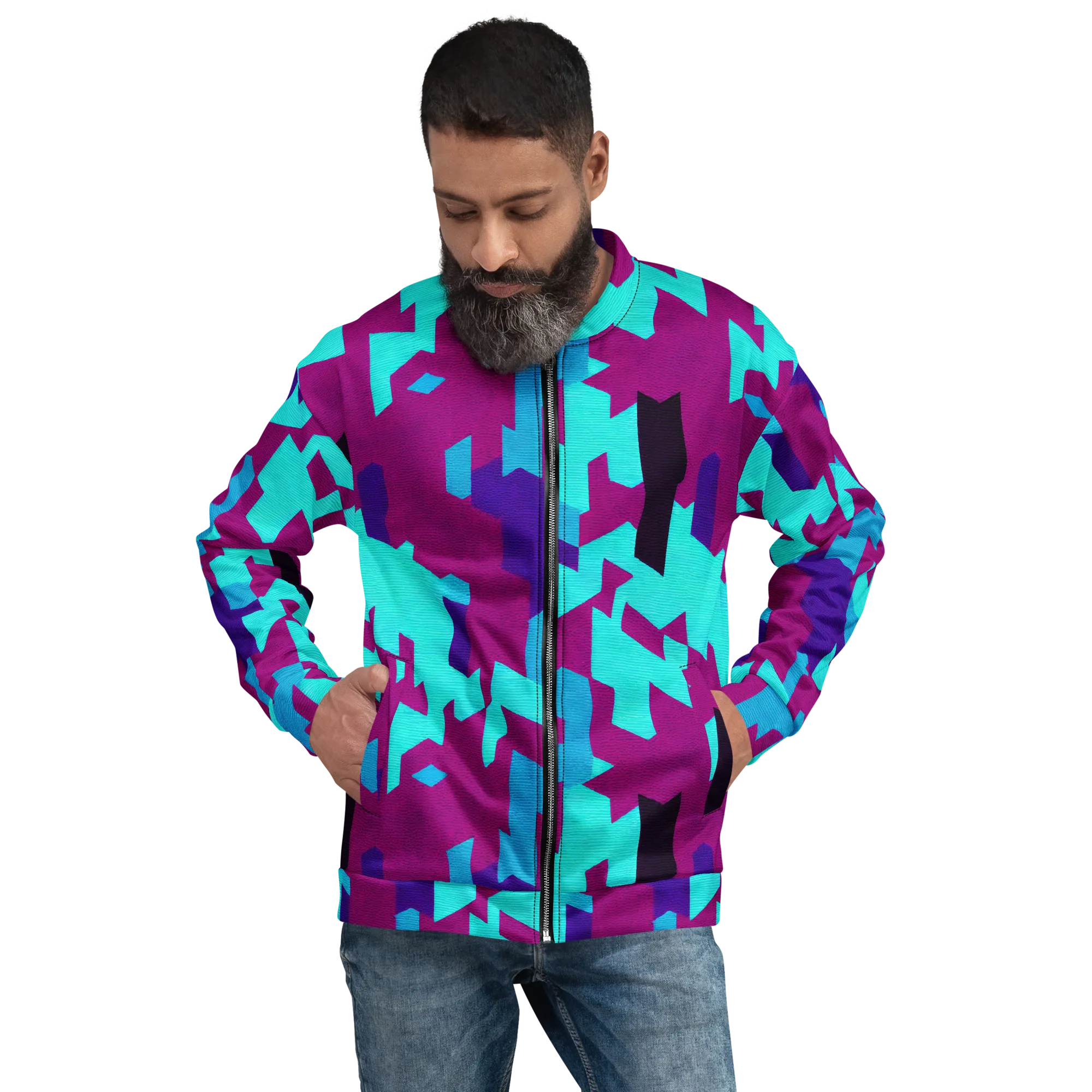 Electric Facets on Bomber Jacket — Front