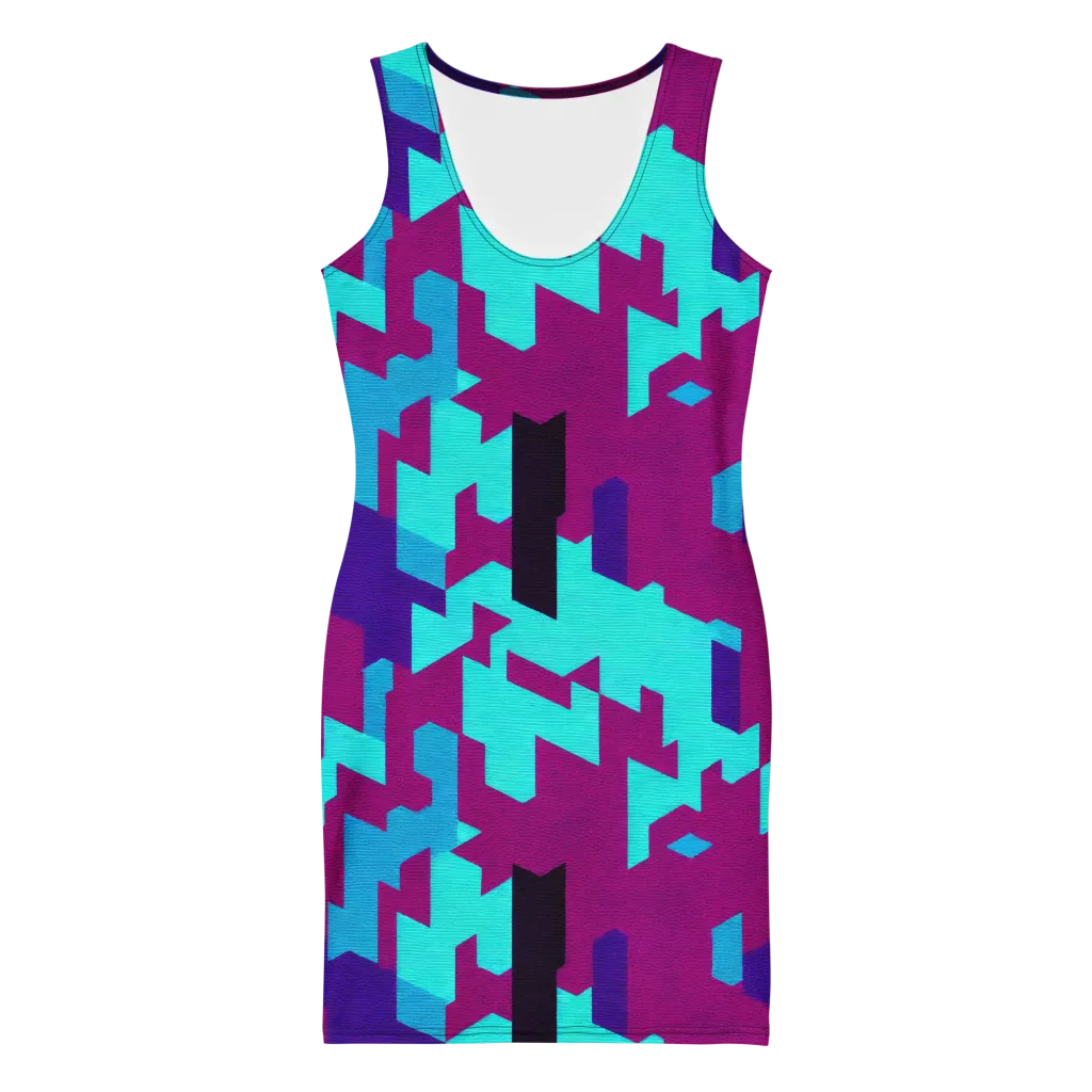 Electric Facets on Bodycon Dress — Front