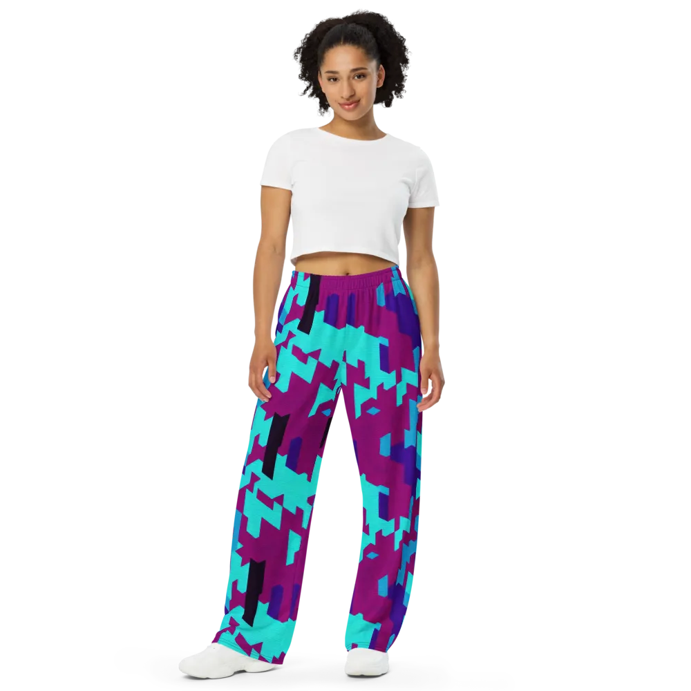 Electric Facets on Wide-Leg Pants — Front