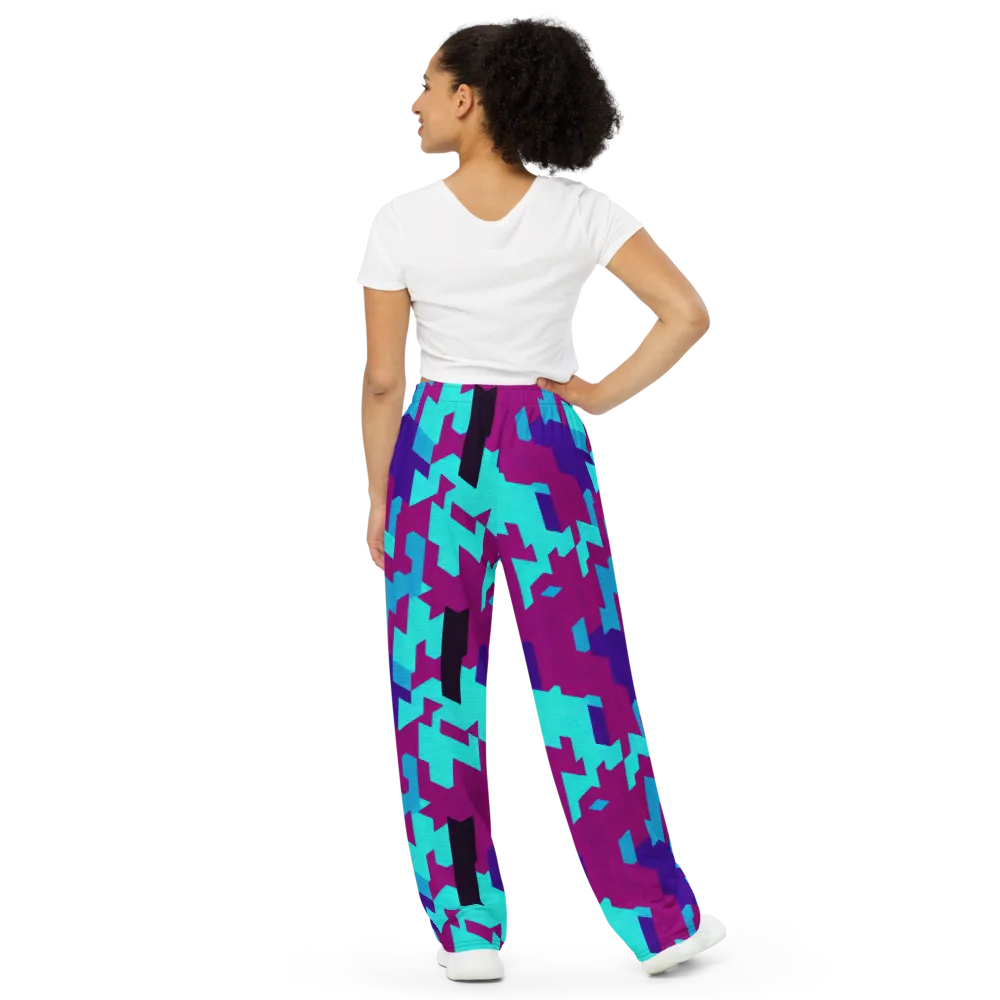 Electric Facets on Wide-Leg Pants — Back