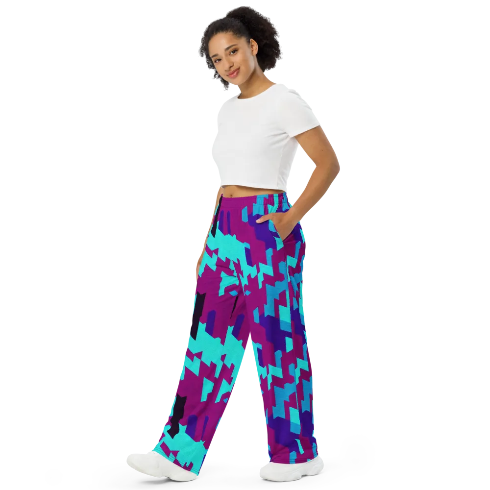 Electric Facets on Wide-Leg Pants — Left Front