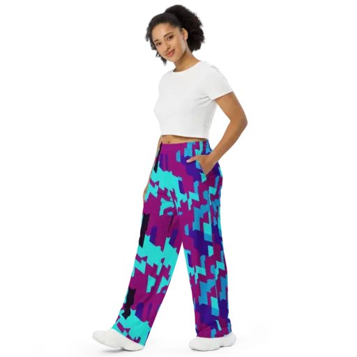 Electric Facets on a Wide-Leg Pants