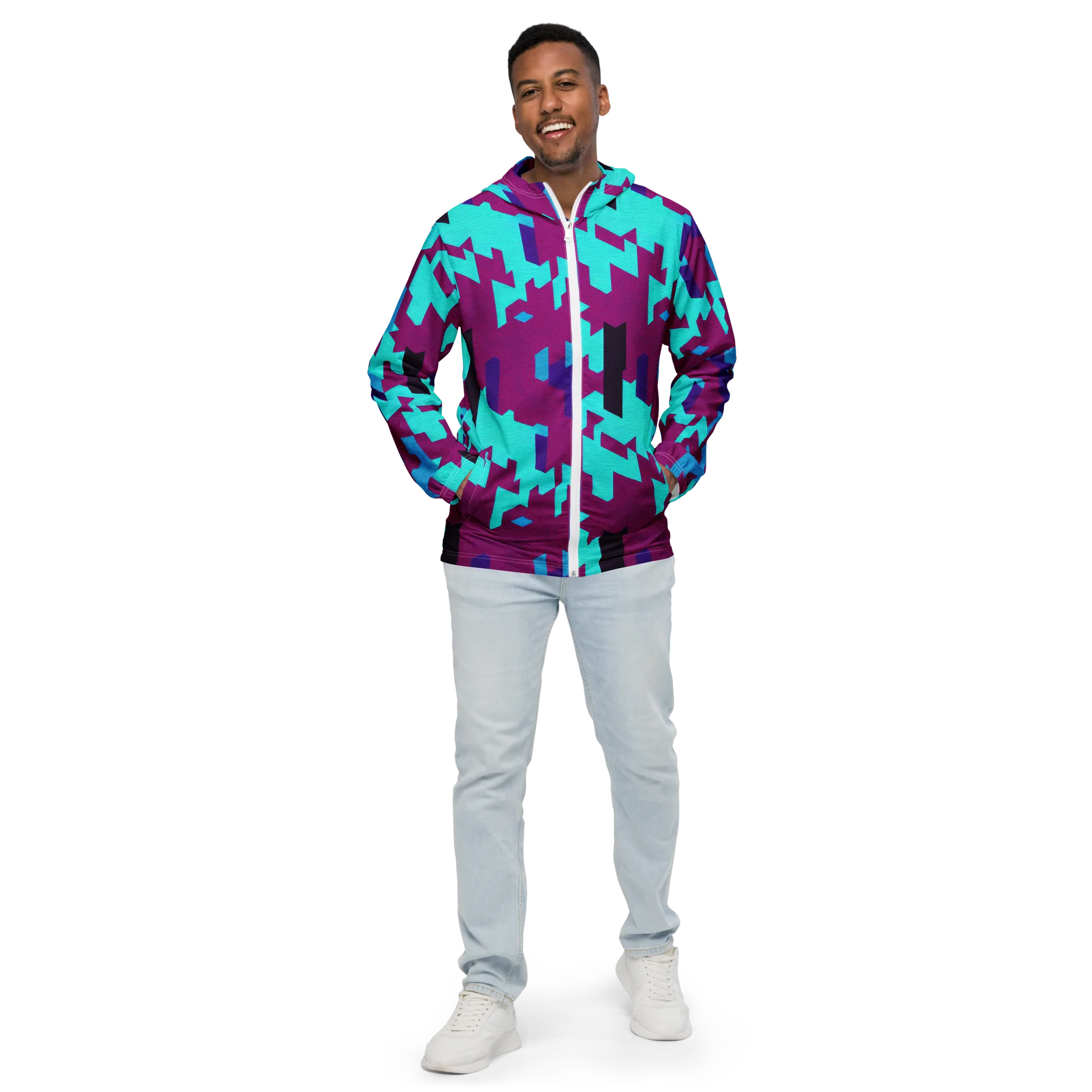Electric Facets on Men's Windbreaker — Front