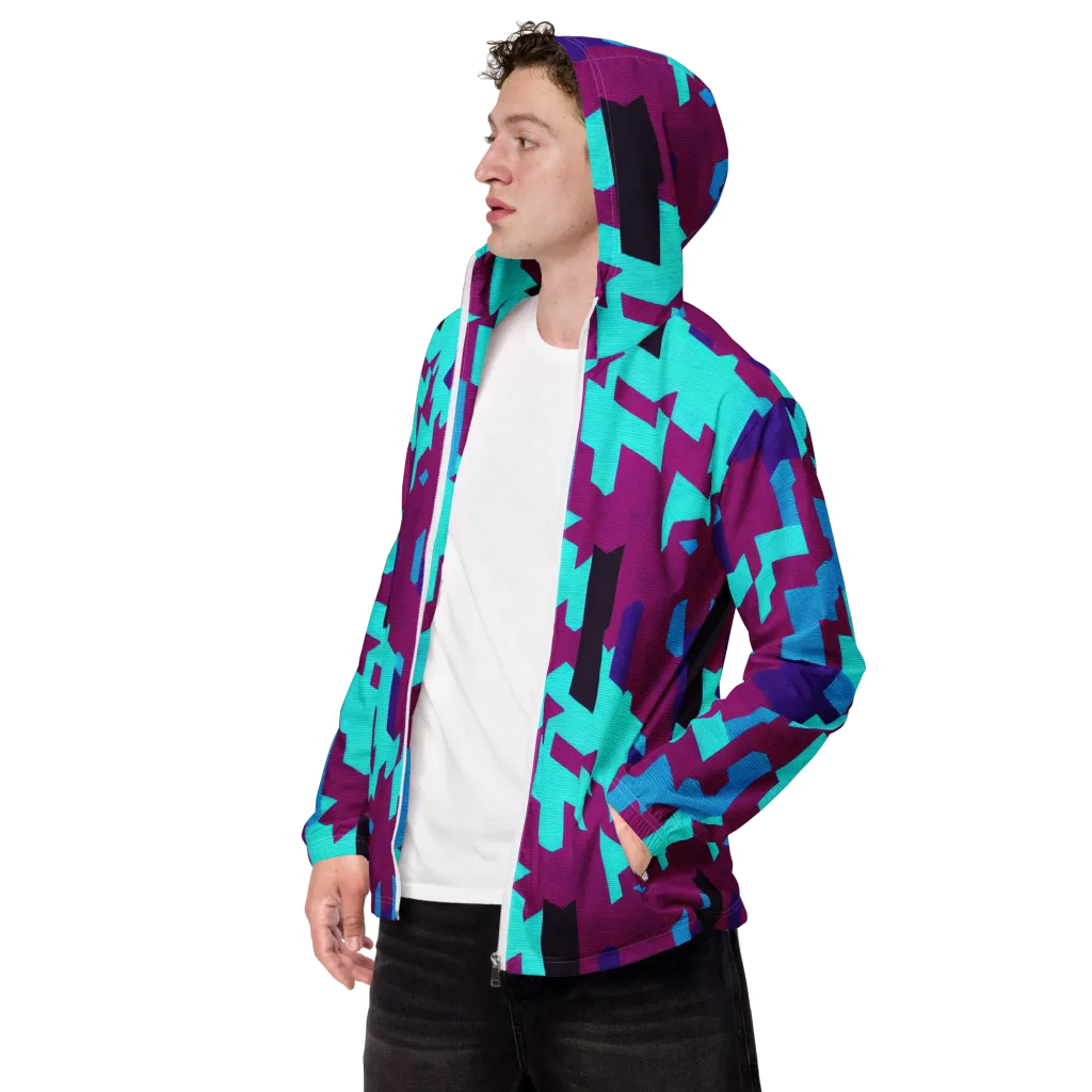 Electric Facets on Men's Windbreaker — Left Front
