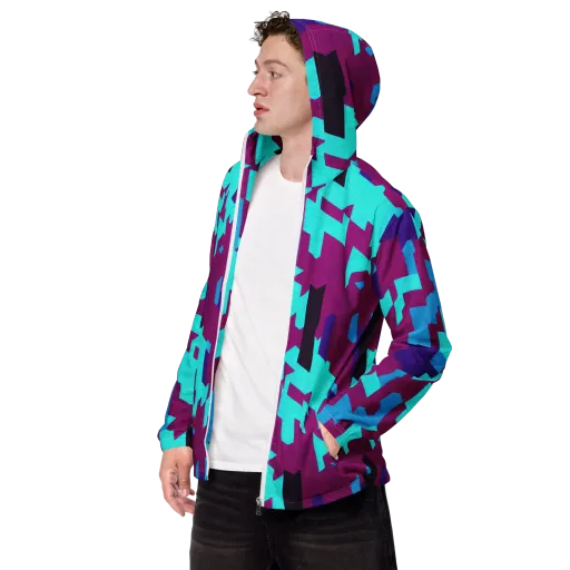 Electric Facets on a Men's Windbreaker