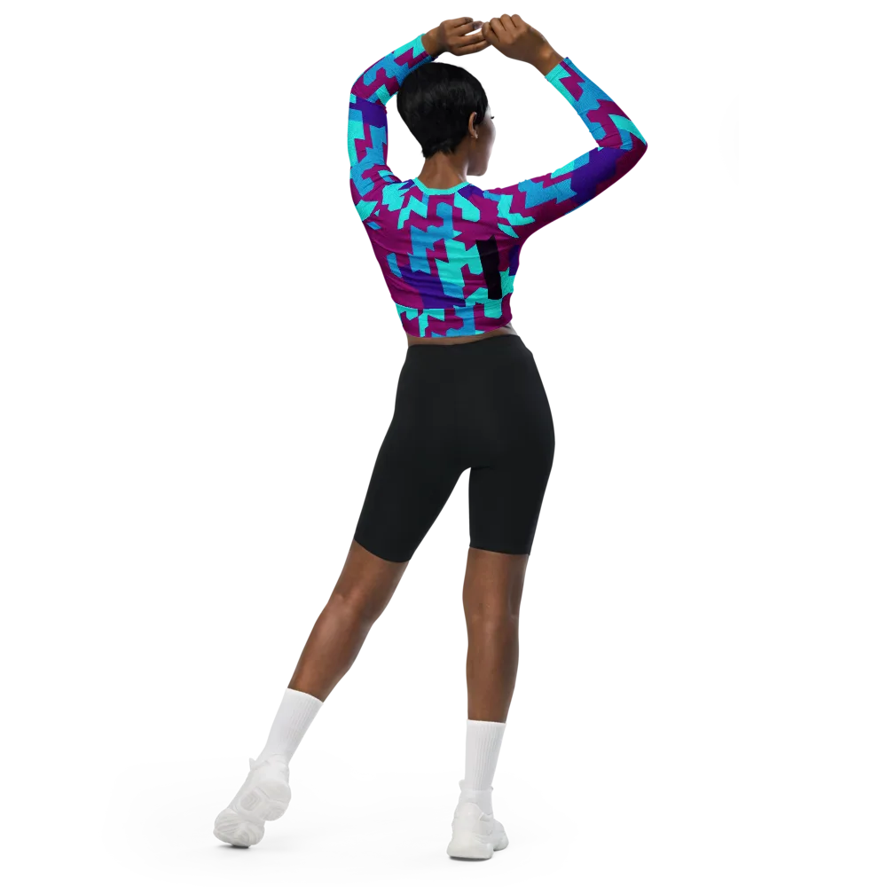 Electric Facets on Long Sleeve Crop Top — Back