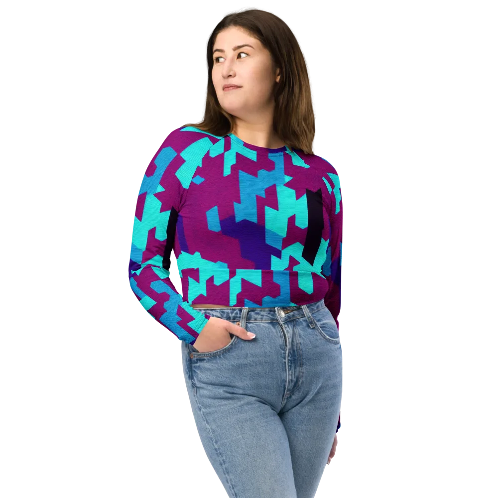 Electric Facets on Long Sleeve Crop Top — Front