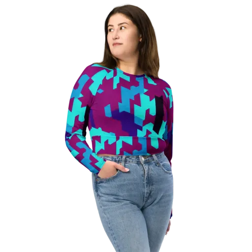 Electric Facets on a Long Sleeve Crop Top
