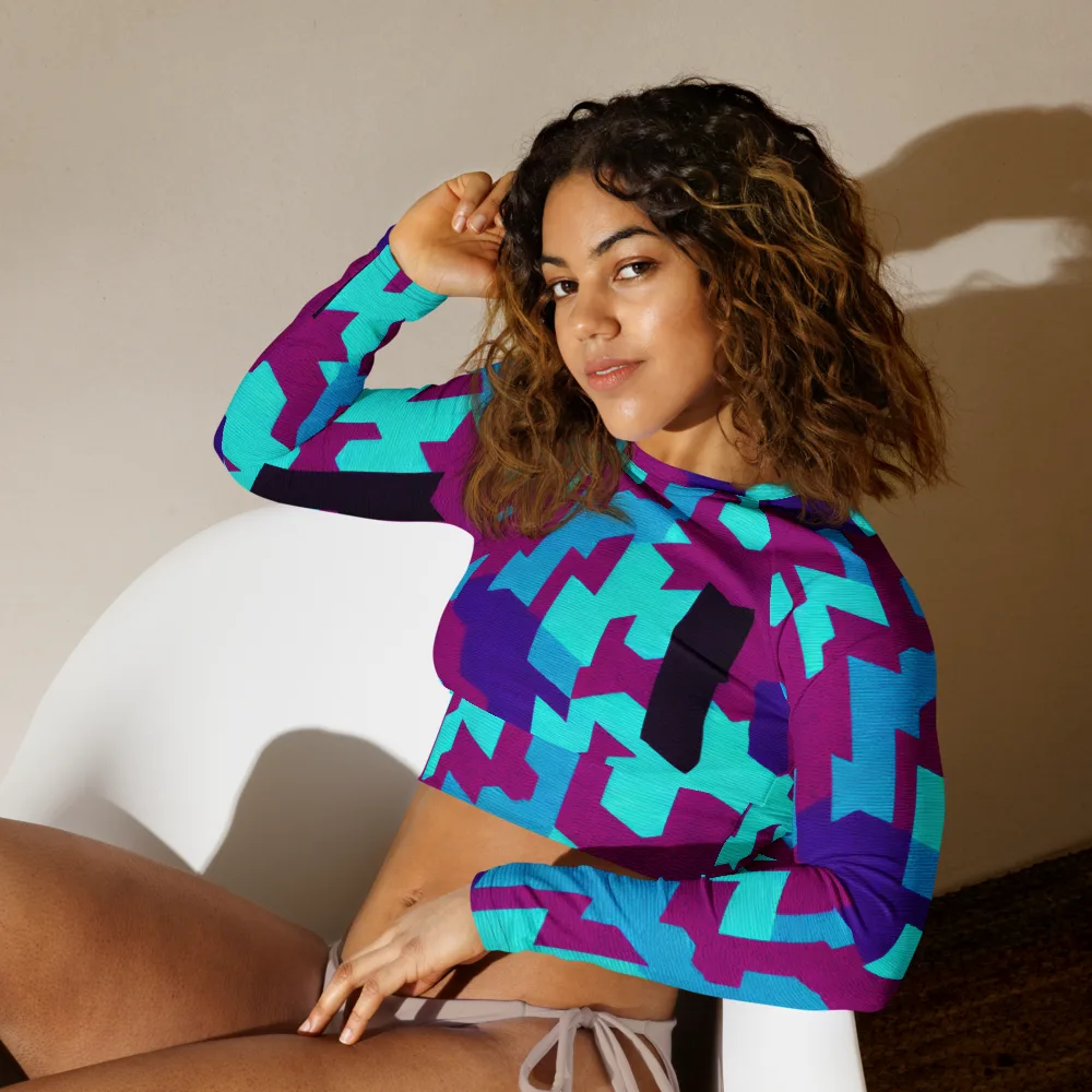 Electric Facets on Long Sleeve Crop Top — Left Front