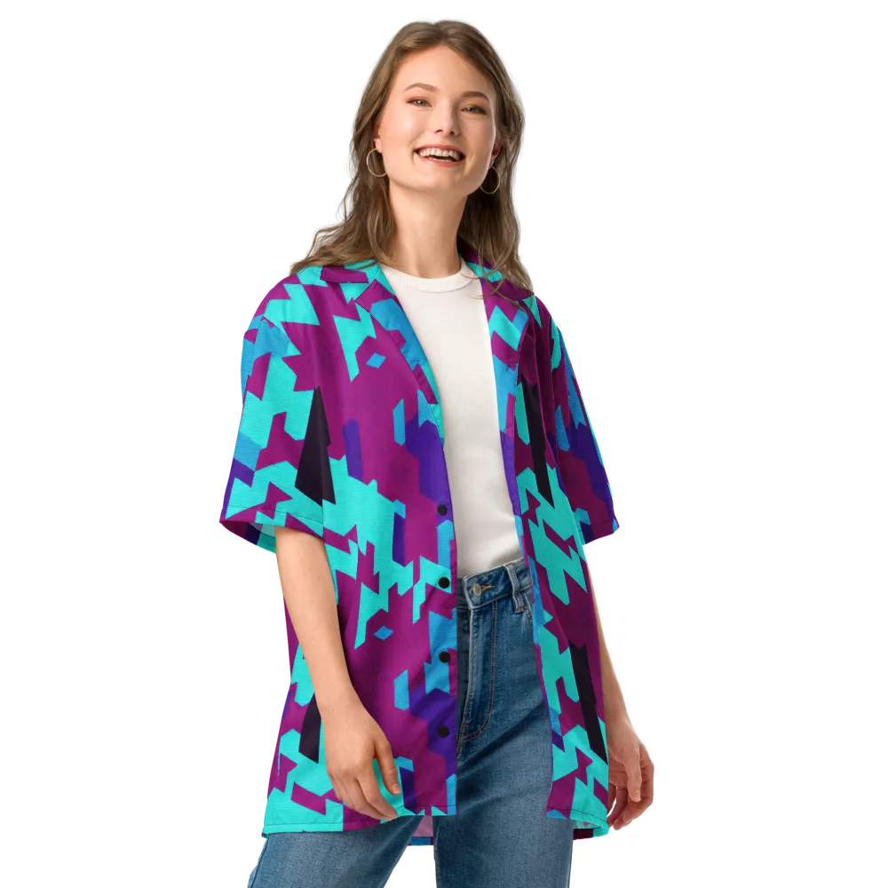 Electric Facets on Button Shirt — Front