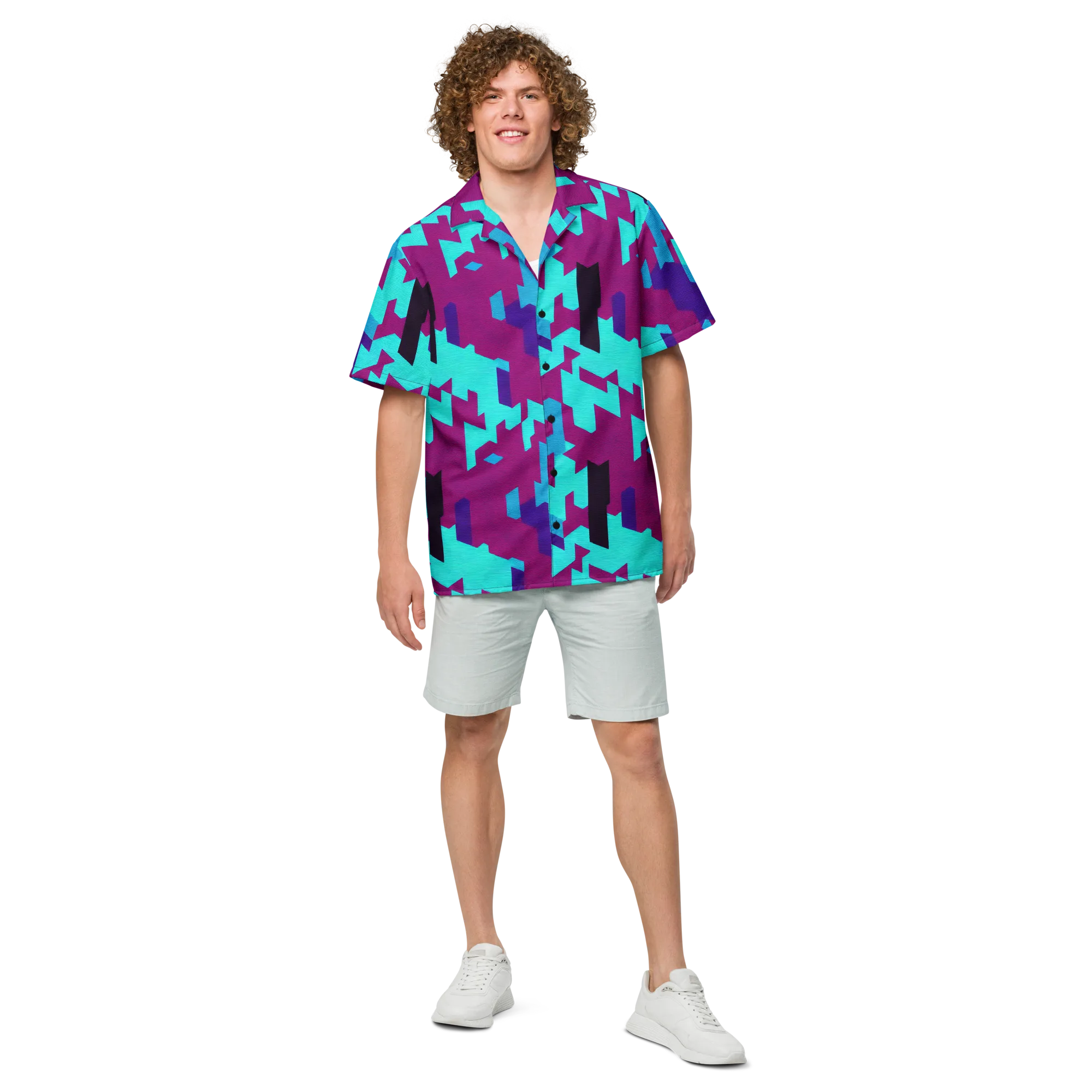 Electric Facets on Button Shirt — Front