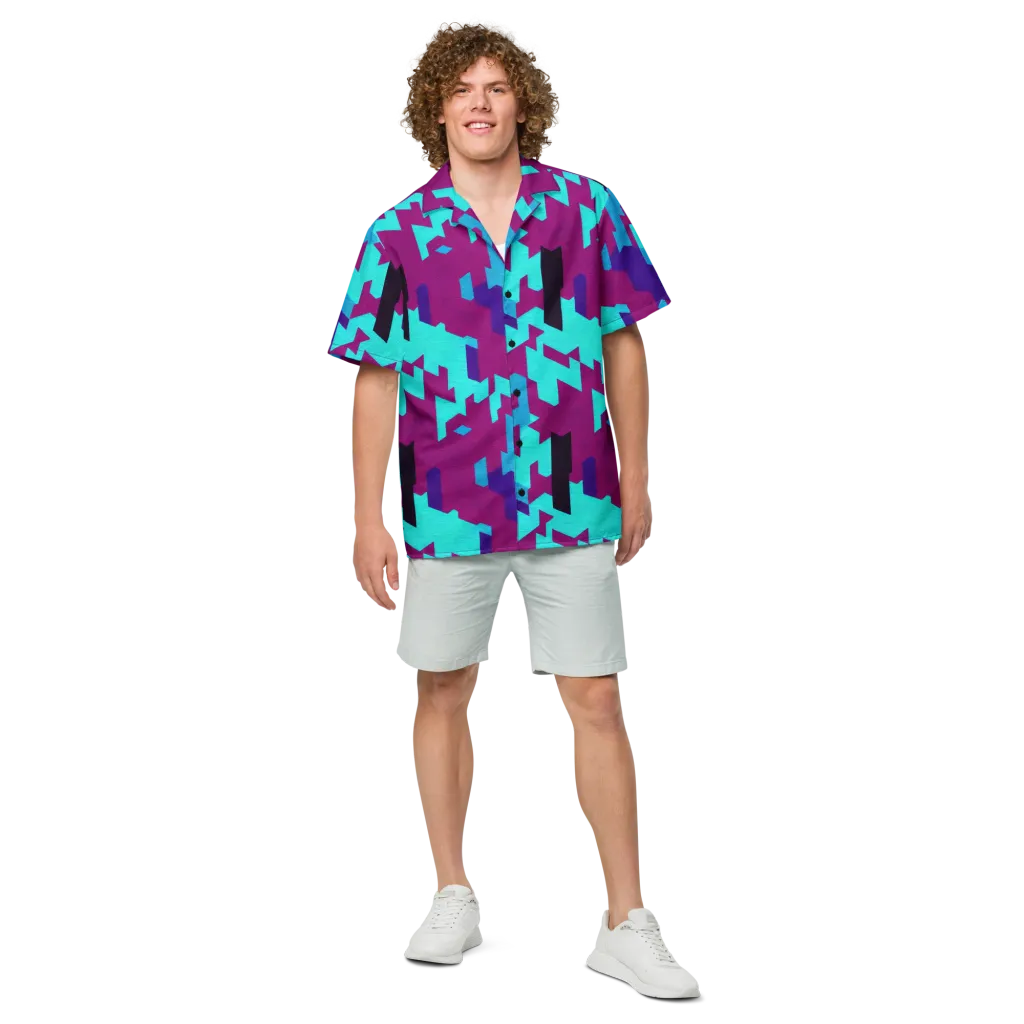 Electric Facets on Button Shirt — Front
