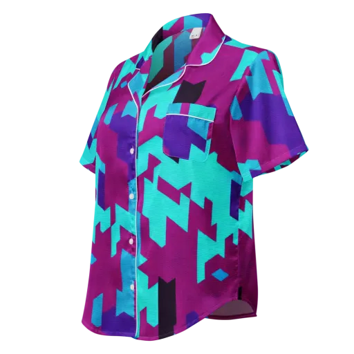 Electric Facets on a Women's Short Sleeve Pajama Top