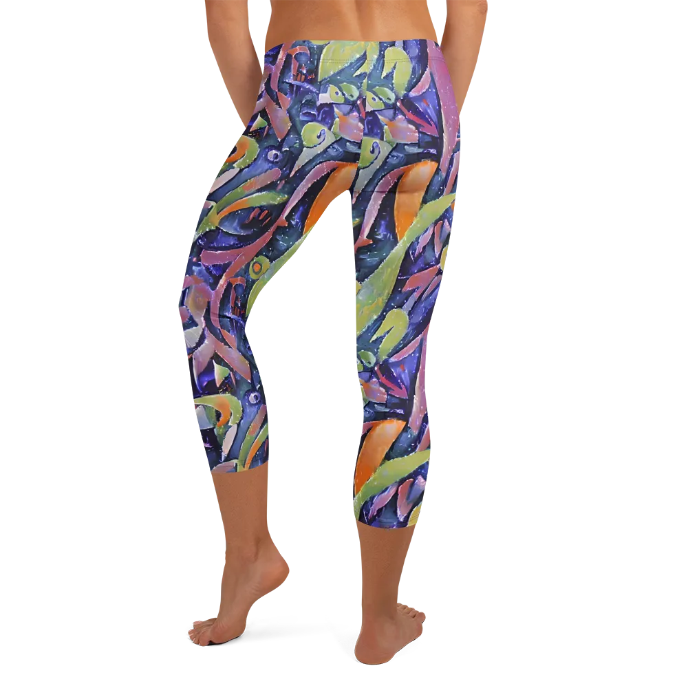 Galactic Brushwork on Capri Leggings — Back