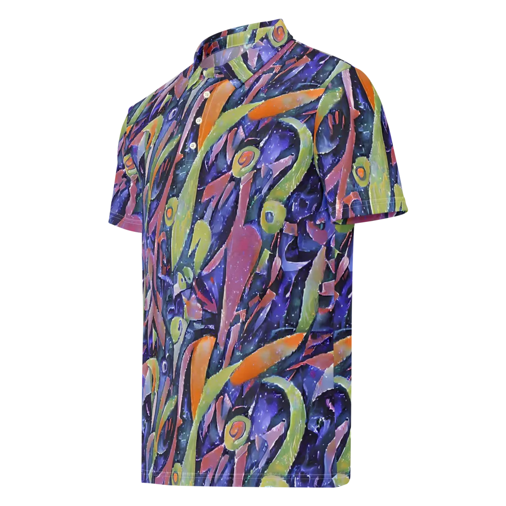 Galactic Brushwork on Men's Slim Fit Polo Shirt — Left Front