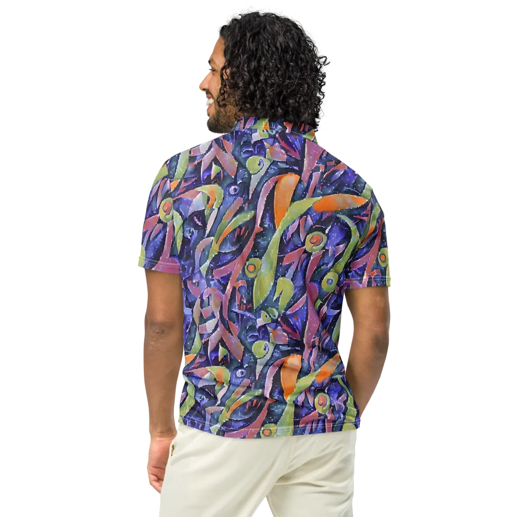 Galactic Brushwork on Men's Slim Fit Polo Shirt — Back