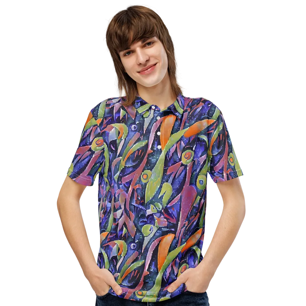 Galactic Brushwork on Men's Slim Fit Polo Shirt — Front