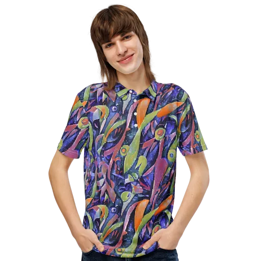 Galactic Brushwork on a Men's Slim Fit Polo Shirt