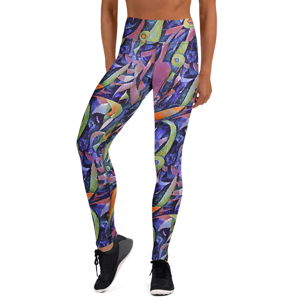 Galactic Brushwork on Yoga Leggings — Front