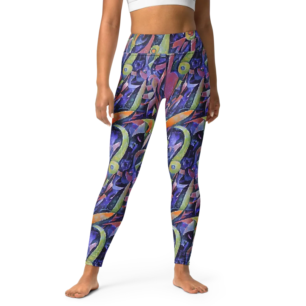 Galactic Brushwork on Yoga Leggings — Front
