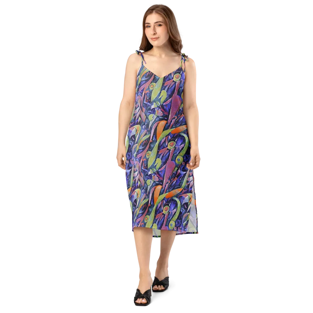 Galactic Brushwork on Slip Dress — Front