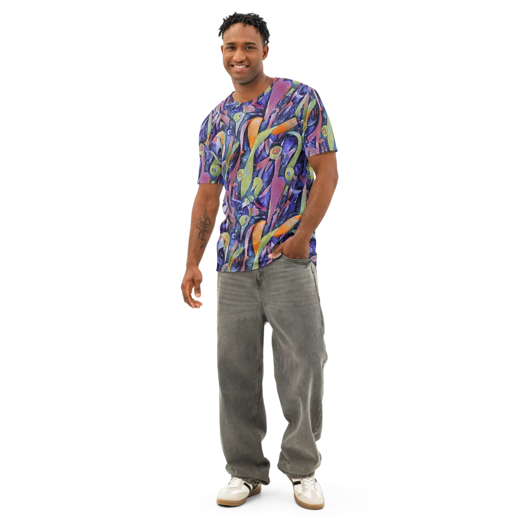 Galactic Brushwork on Men's Cotton Crew Neck T-Shirt — Front