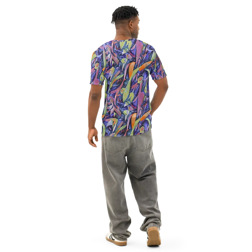 Galactic Brushwork on Men's Cotton Crew Neck T-Shirt — Back
