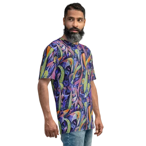 Galactic Brushwork on a Men's Crew Neck T-Shirt