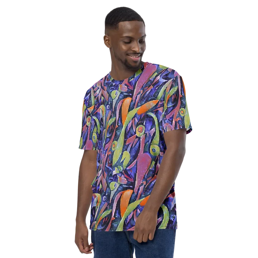 Galactic Brushwork on Men's Crew Neck T-Shirt — Left