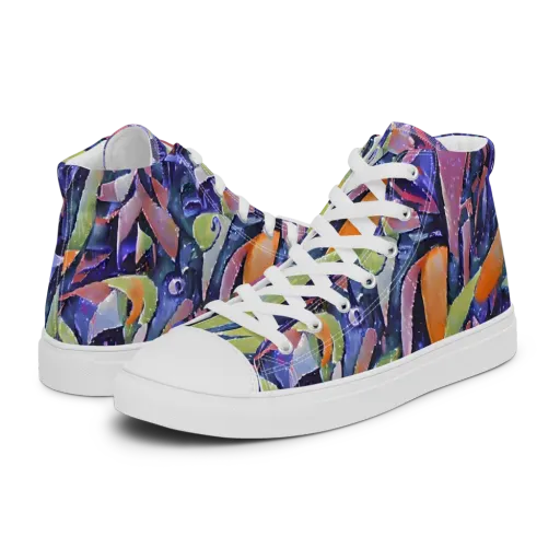 Galactic Brushwork on a Men's High Top Canvas Shoes