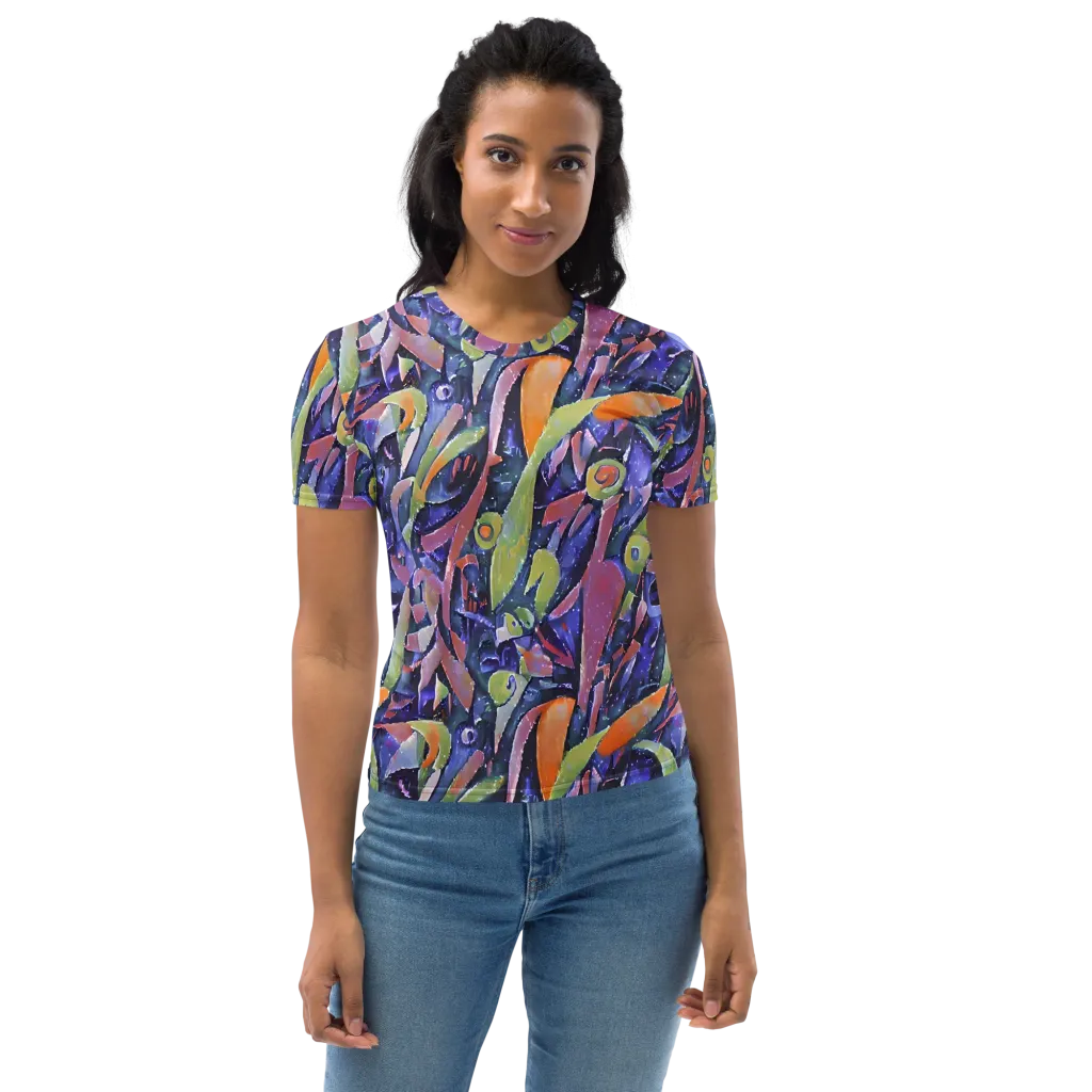 Galactic Brushwork on Women's Crew Neck T-Shirt — Front