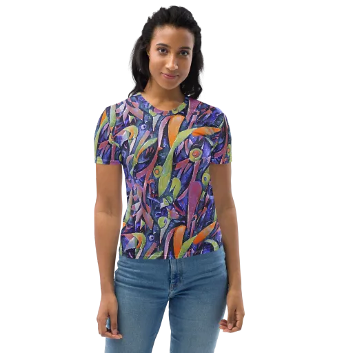 Galactic Brushwork on a Women's Crew Neck T-Shirt