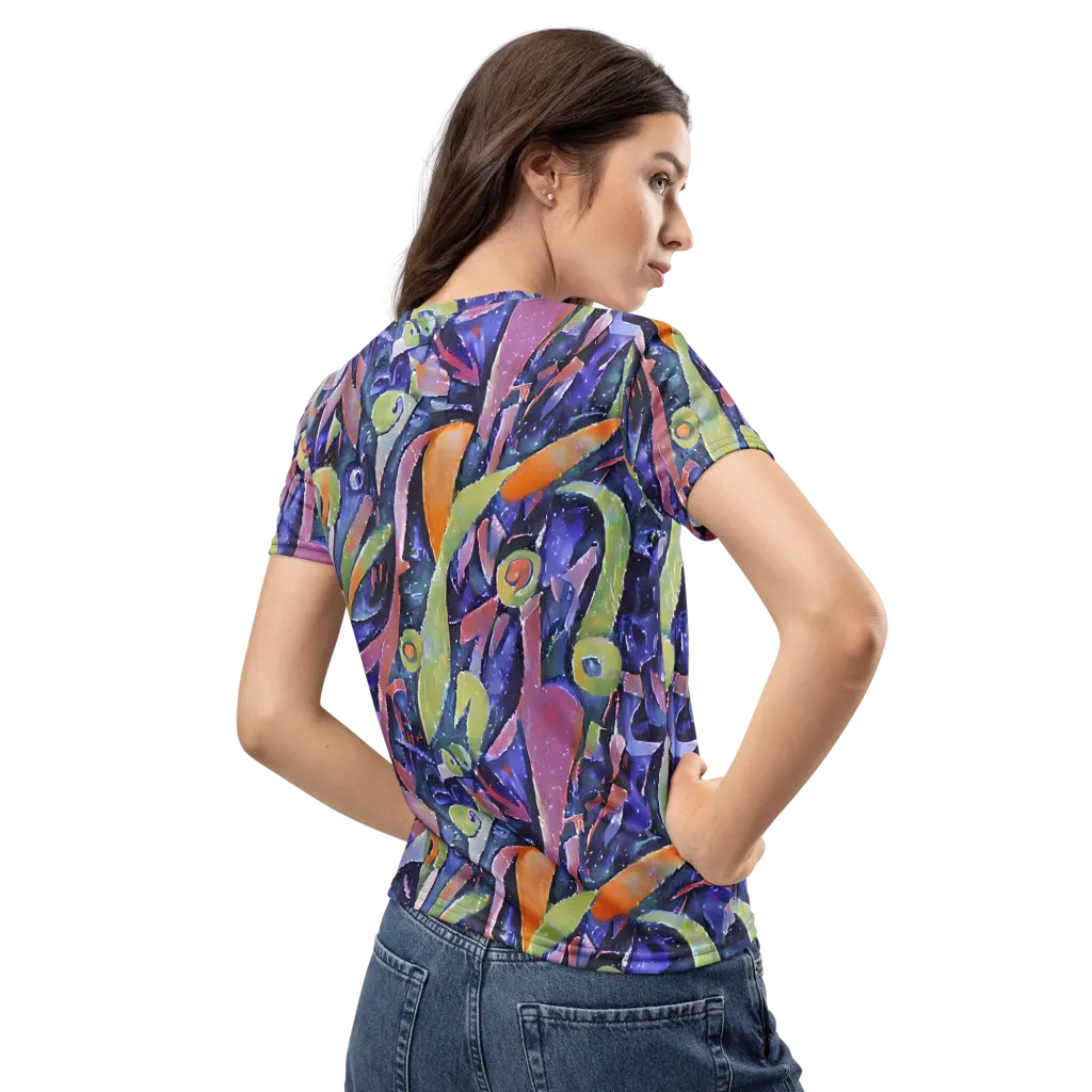 Galactic Brushwork on Women's Crew Neck T-Shirt — Back