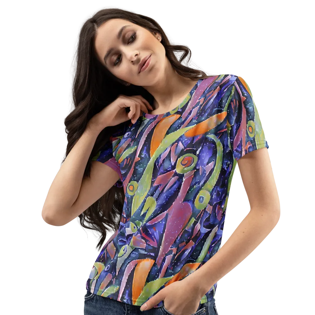 Galactic Brushwork on Women's Crew Neck T-Shirt — Left Front