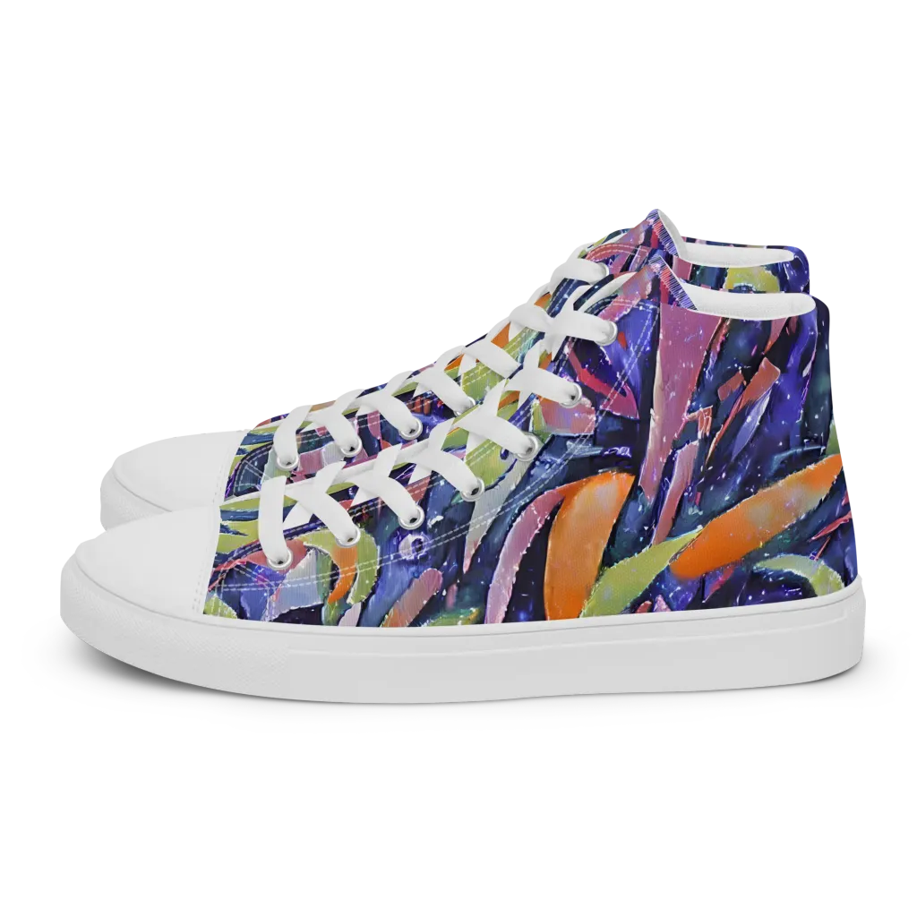 Galactic Brushwork on Women's High Top Canvas Shoes — Left
