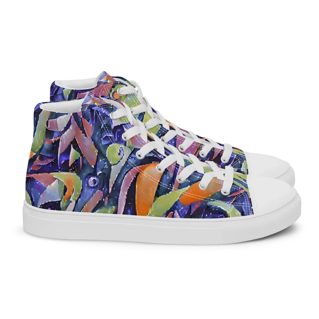 Galactic Brushwork on Women's High Top Canvas Shoes — Right