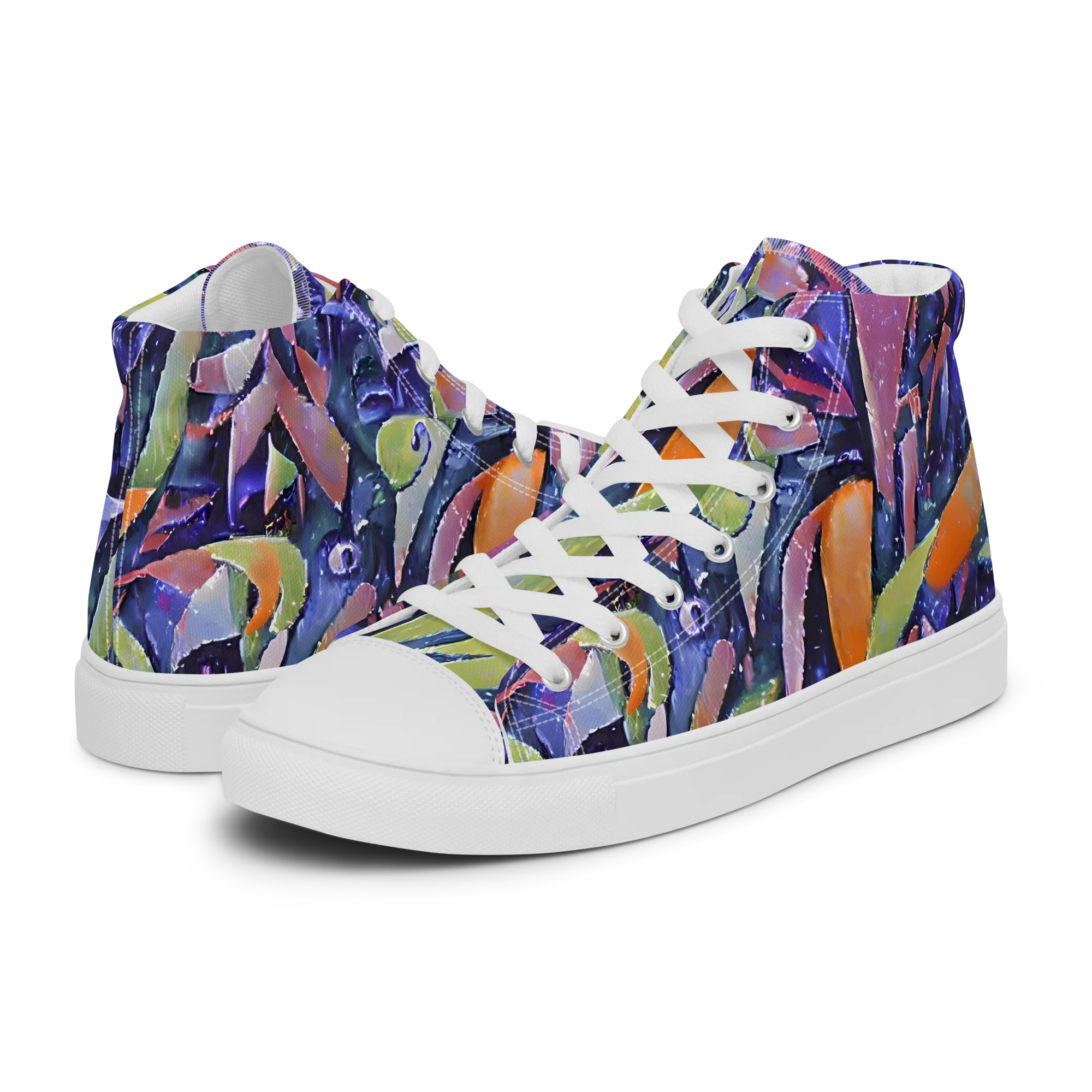 Galactic Brushwork on Women's High Top Canvas Shoes — Left