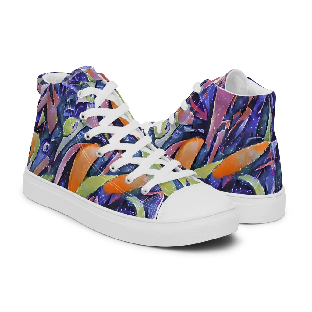 Galactic Brushwork on Women's High Top Canvas Shoes — Right