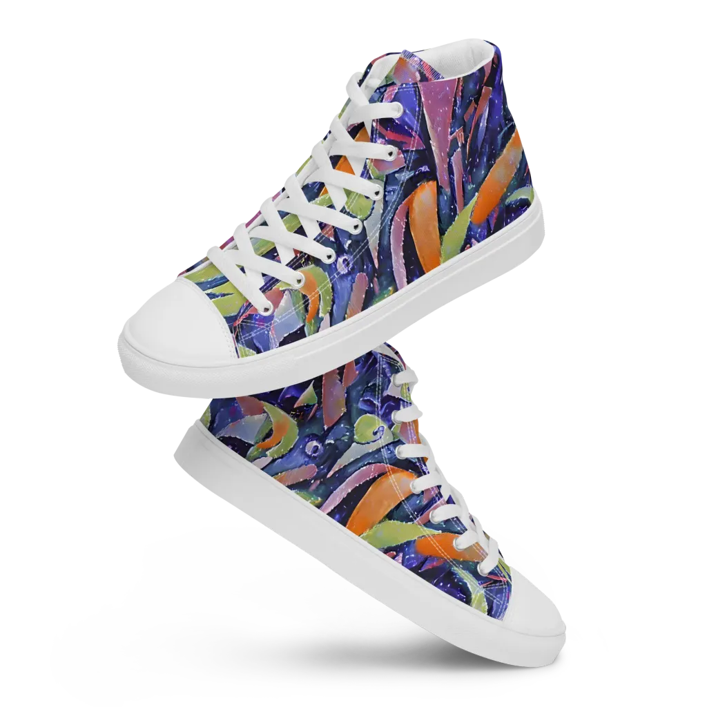 Galactic Brushwork on Women's High Top Canvas Shoes — Front