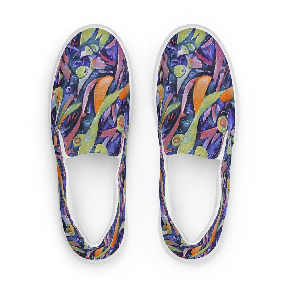 Galactic Brushwork on Men's Slip-On Canvas Shoes — Front