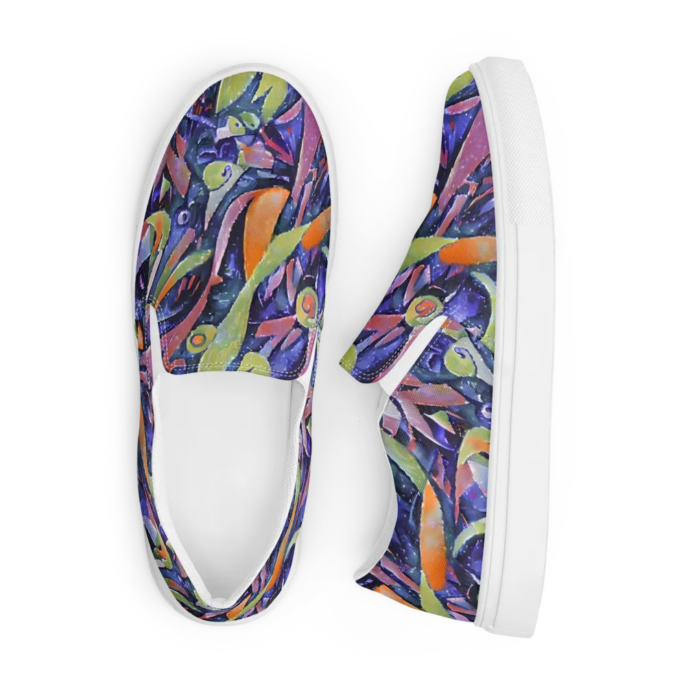 Galactic Brushwork on Men's Slip-On Canvas Shoes — Front