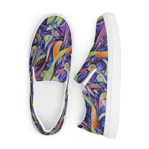 Galactic Brushwork on a Men's Slip-On Canvas Shoes