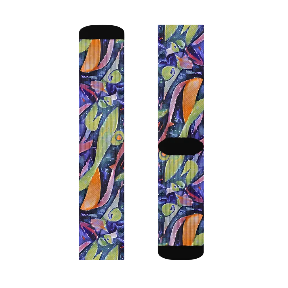 Galactic Brushwork on Socks — Left Sock